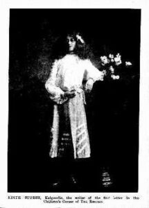 Edith Stubbs, Age 14yrs, 55 Campbell St, Kalgoorlie - Writer of the first letter to Childrens Corner.
