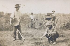 Mick Larkin (standing) and my great uncle Paddy Hehir at Larkinville in 1931 - Photo Michael Loney