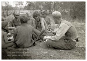 Tindale with participants at the Warupuyu Soak, near Warburton, WA 1935.