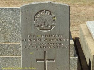 Jeremiah Barnett, war grave, Delungra cemetery, NSW