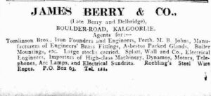 James Berry & Co advertisement - Kalgoorlie Miner 16 April 1904, page 3