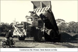 Steve Bastow supervises the dumping of material for Number 15 green (Jack and Pat Hawkins)
