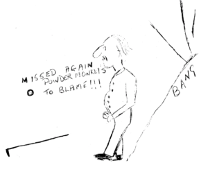 Cartoon comment in the Oct 1972 Dowd’s Hill Chronicle commenting on the closeness of the mine and golf course – or just a bad shot