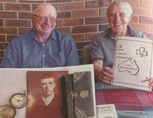 Great mates Brendan Kenna and Bill McKellar shareds a bond over tragic family events in the WA outback. Inset: Frank McKellar, his fob watch and wallet. Photo: Eddie Guerrero.