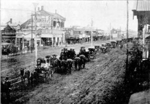 The Funeral Procession down Hannan Street, Kalgoorlie for John Reside - Photo J J Dwyer