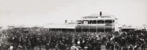 Father Long announcing the location of the Sacred Nugget find - Photo SLWA
