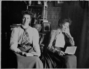The Cleland ladies reading at home in Coolgardie
