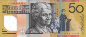 Edith Cowan depicted on the Australian $50 note