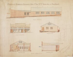 Plans of the proposed "Barclay and Sharland" printing works in Hay St, Perth 1922 - Image SLWA