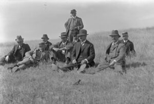 James with members of an official party inspecting signalling equipment on Rottnest Island, 1910. James is third from the left. Source State Library of Western Australia
