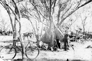 Arthur George Shelley in camp, Speakman’s Find, ca1895