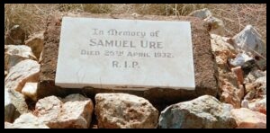 Sam Ure's Grave - Sandstone Cemetery - Image Find a Grave