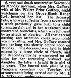 GAFFNEY Amy B, 1907 - Black Range Courier and Sandstone Observer (WA : 1907 - 1915), Friday 25 October 1907, page 2