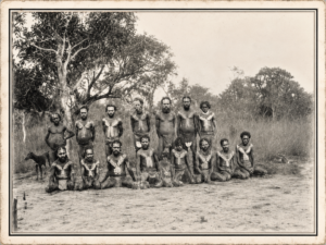 A group of Aboriginal men ready for a corroboree, probably on Lake Way Station, 1900 - Robin Panousieris