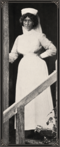 Matron Florence MacKenzie outsice the Cue hospital - Image SLWA