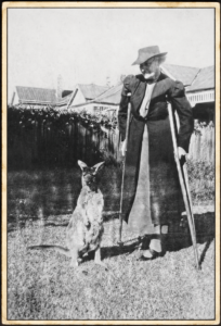 Matron Emily Hart in Mt Lawley WA with her pet kangaroo.